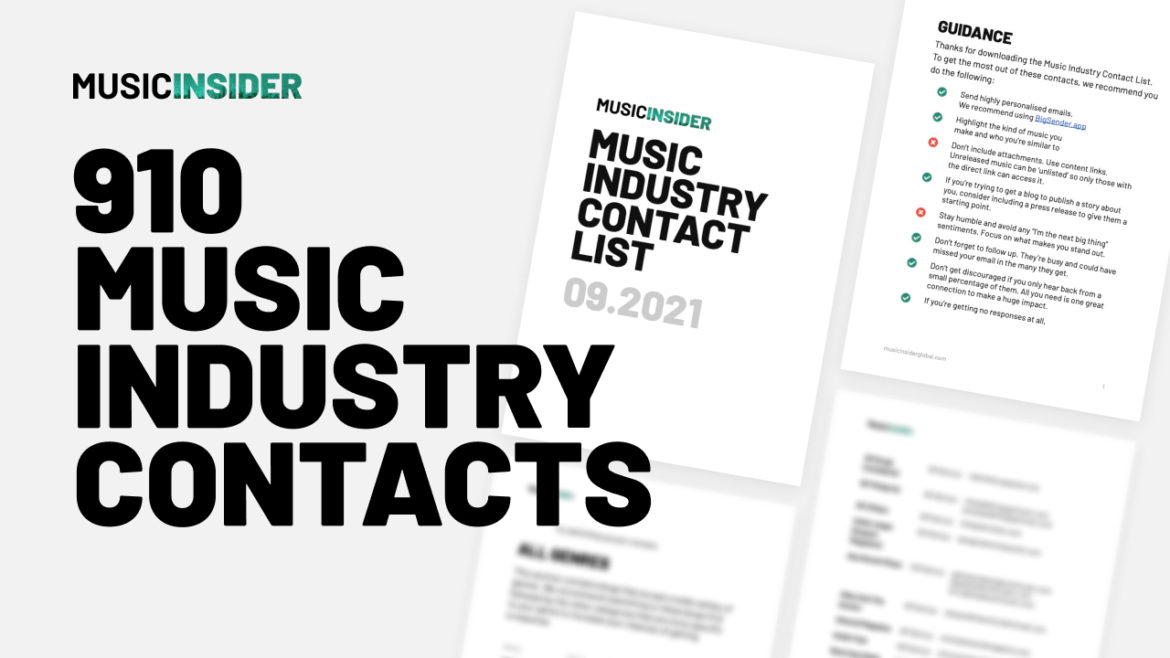910 Incredible Music Industry Contacts To Bring Exposure To Your Music
